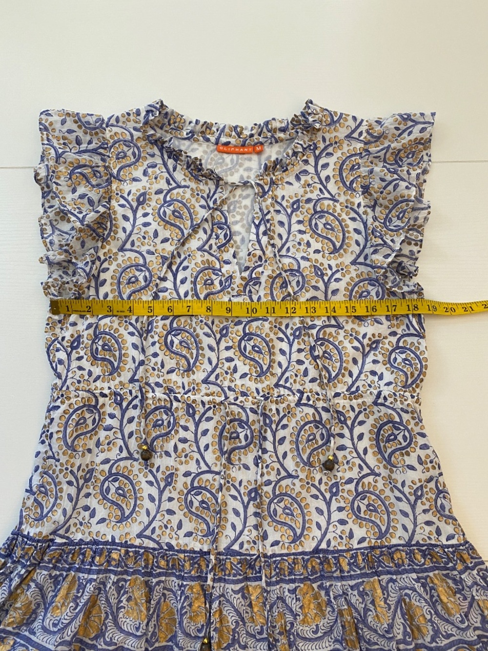 Oliphant Tiered Ruffle Paisley Mini Dress Size Medium - Picture 10 of 16